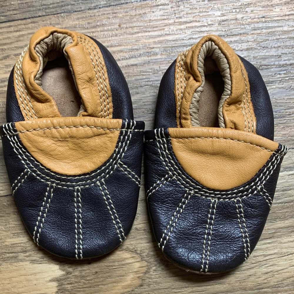 L.L. Bean Brown and Tan Baby Moccasins